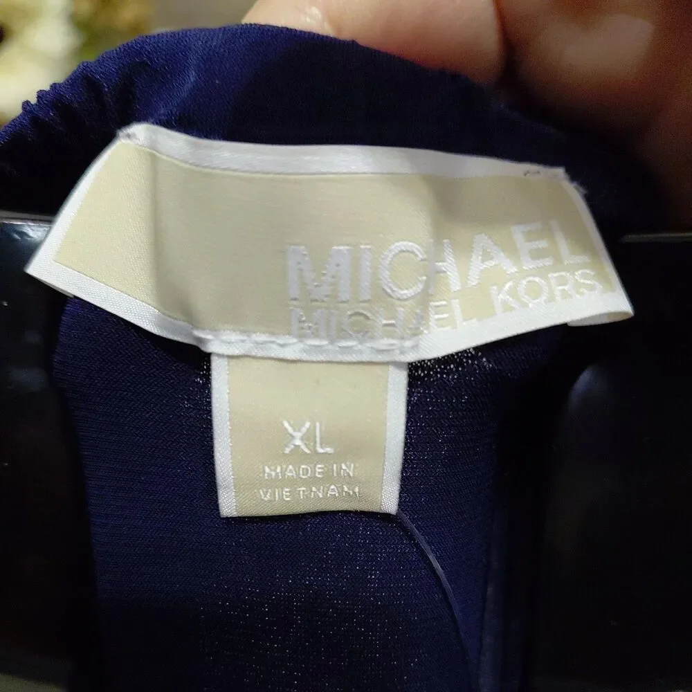 New Michael Kors Basic Sleeveless Dress Womens XL in Navy Strings Zipper $110